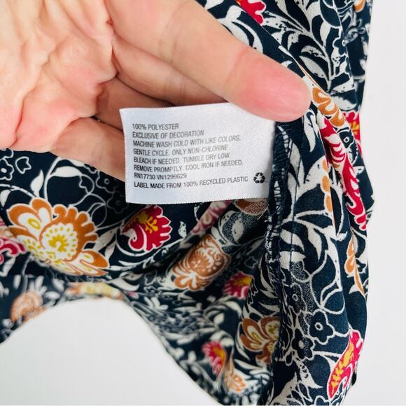 Knox Rose blue white orange floral boho flouncy blouse popover top medium - Picture 6 of 7